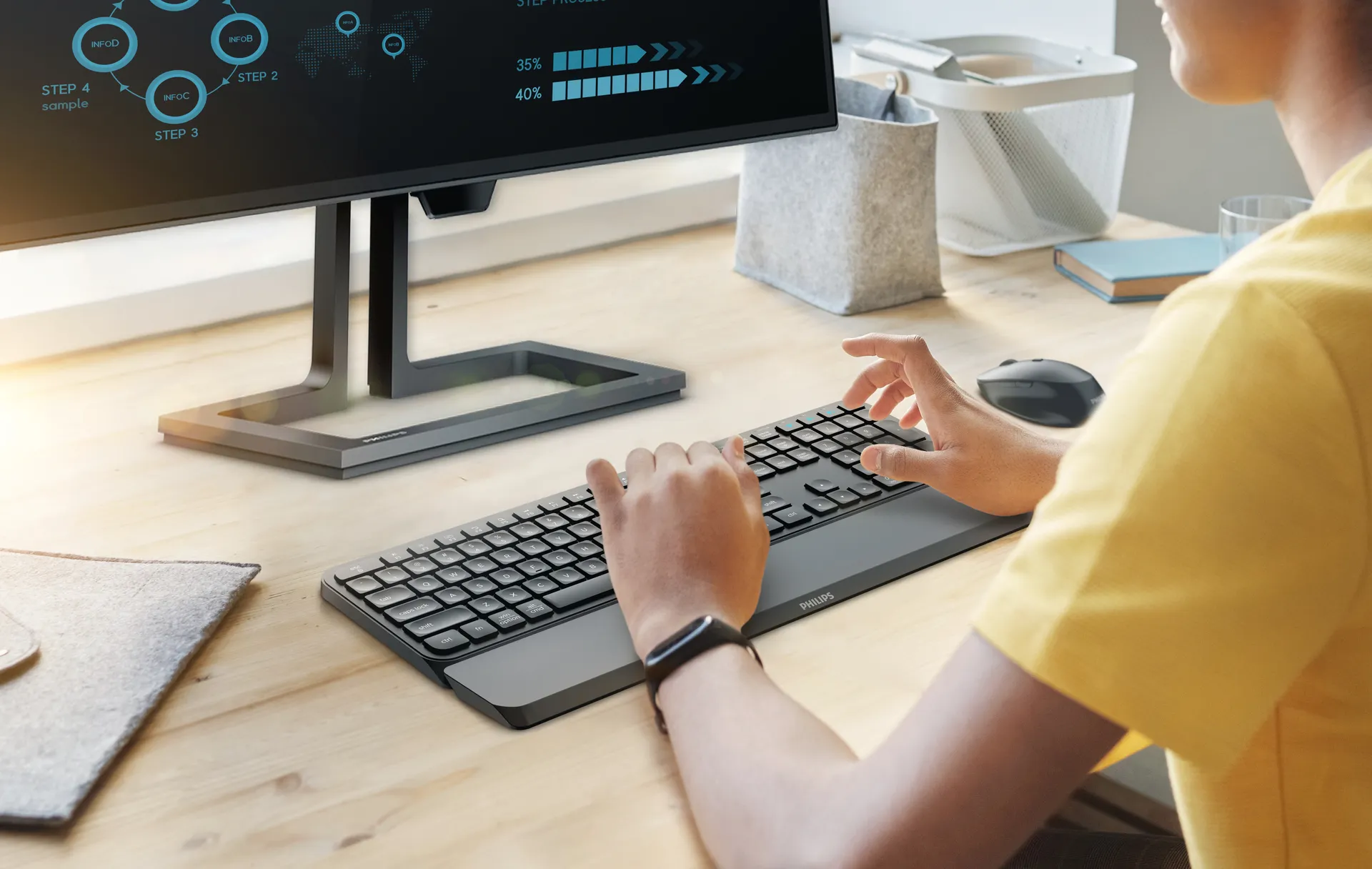 Philips 6000 series SPT6607B/31 Tastatur Maus enthalten Universal RF Wireless + Bluetooth Schwarz – Bild 2