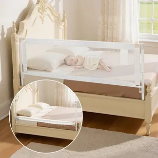 VEVOR Bettgitter, Bettschutzgitter mit verstärktem Eisenrohr und Oxford-Stoff, Kinderbettgitter, Babybettgitter, Kinderbettschutzgitter, Rausfallschutz für Kinderbett, Etagenbett, 200 x 68-89 cm VEVOR Bettgitter, Bettschutzgitter mit verstärktem Eisenrohr und Oxford-Stoff, Kinderbettgitter, Babybettgitter, Kinderbettschutzgitter, Rausfallschutz für Kinderbett, Etagenbett, 200 x 68-89 cm