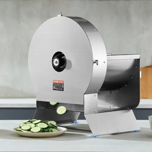VEVOR Elektrischer Gemüsehobel, 0–12 mm Dicke, Einstellbare Kommerzielle Schneidemaschine, Lebensmittelschneider aus Edelstahl, Große Einfüllöffnung für Kartoffeln, Tomaten – Bild 7