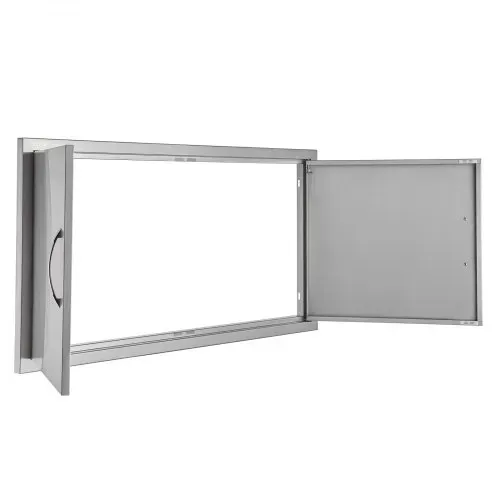 VEVOR Grill-Zugangstür, 1067 x 534 mm, Doppelte Außenküchentür, Flächenbündig Montierte Edelstahltür, Vertikale Wandtür mit Griffen, für Grillinsel, Grillstation, Außenschrank – Bild 10
