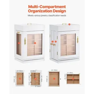 VEVOR Schmuckkästchen 360° drehbarer Schmuckkasten mit magnetischer Tür & Acrylfenster & 4 integrierten Halskettenhaken, Aufbewahrungskoffer mit Metallgriffen, Bodenpolster & weichem Samtfutter VEVOR Schmuckkästchen 360° drehbarer Schmuckkasten mit magnetischer Tür & Acrylfenster & 4 integrierten Halskettenhaken, Aufbewahrungskoffer mit Metallgriffen, Bodenpolster & weichem Samtfutter