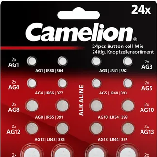 Knopfzellen-Sortiment 24 teilig 8 versch. AG + 4 versch. CR-Knopfzellen Knopfzellen-Sortiment 24 teilig 8 versch. AG + 4 versch. CR-Knopfzellen