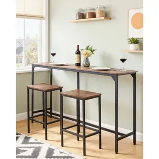 VEVOR Bartisch mit abgerundeten Kanten & ausziehbarem horizontalem Design, rechteckiger Kneipentisch Stehtisch (1600 x 398 x 915 mm), Bistrotisch Esstisch Hellbraun, Schwarz, geeignet für Minibar VEVOR Bartisch mit abgerundeten Kanten & ausziehbarem horizontalem Design, rechteckiger Kneipentisch Stehtisch (1600 x 398 x 915 mm), Bistrotisch Esstisch Hellbraun, Schwarz, geeignet für Minibar