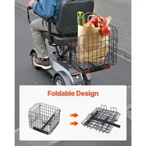 VEVOR Elektromobil Hinterkorb, Heckkorb, robuster & geräumiger Gepäckkorb Seniorenmobil, funktioniert mit 2,54 cm Empfänger, kompatibel mit den meisten Mobilitätsrollern, Mobilitätshilfe 45x45x39 cm – Bild 2