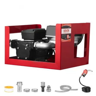 VEVOR Kraftstofftransferpumpe, elektrische Diesel-Transferpumpe, 60L/min, mit Durchflussmesser, automatisch abschaltender Kraftstoffdüse, 2 Schläuchen, 13,7m Förderhöhe, für Kerosin, Biodiesel VEVOR Kraftstofftransferpumpe, elektrische Diesel-Transferpumpe, 60L/min, mit Durchflussmesser, automatisch abschaltender Kraftstoffdüse, 2 Schläuchen, 13,7m Förderhöhe, für Kerosin, Biodiesel