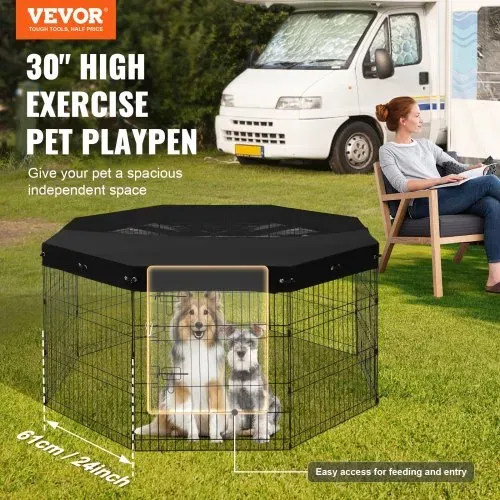 VEVOR Hundelaufstall, 8 Stk. 76 x 61 cm (H x B) Paneele, faltbarer Hundelaufstall aus Metall, Hundezaun mit Tür, Oberbezug aus 600D Oxford-Gewebe, Laufstall für Hunde, Katzen & andere Kleintiere VEVOR Hundelaufstall, 8 Stk. 76 x 61 cm (H x B) Paneele, faltbarer Hundelaufstall aus Metall, Hundezaun mit Tür, Oberbezug aus 600D Oxford-Gewebe, Laufstall für Hunde, Katzen & andere Kleintiere