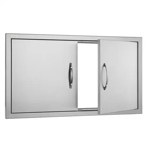 VEVOR Grill-Zugangstür, 863 x 482 x 46 mm, Doppelte Außenküchentür, Flächenbündig Montierte Edelstahltür, Vertikale Wandtür mit Griffen, für Grillinsel, Grillstation, Außenschrank usw. – Bild 8