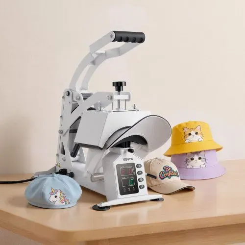 VEVOR Kappenpresse 580 W, Hutpresse mit Heizplatte (215,9 x 99mm), Mützenpresse mit Temperatur- und Zeitsteuerung, Transferpresse für Hüte Kappen Mützen Stirnbänder Mundschutz, DIY Heizpresse Weiß – Bild 7