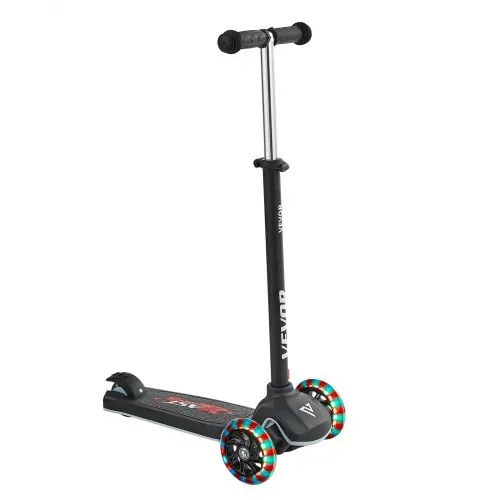 VEVOR Scooter (3 Räder) ab 3 Jahren, Cityroller Kinderroller mit leuchtenden Rädern & höhenverstellbarem Lenker & rutschfestem Deck & leichtem Aluminiumrahmen, Tretroller bis zu 75 kg, Schwarz – Bild 9