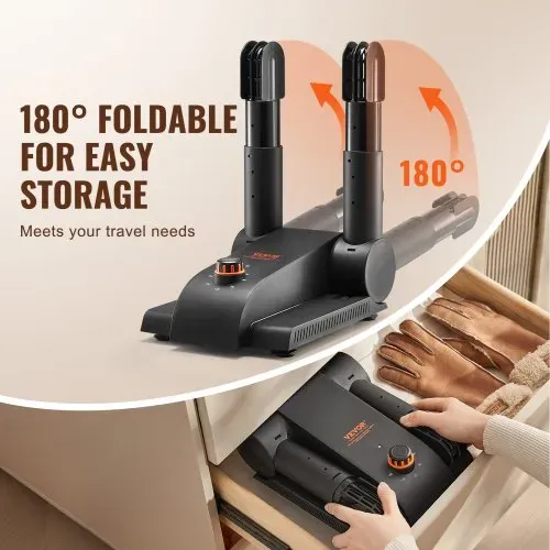 VEVOR 180° Faltbarer 2-Röhren Schuhtrockner Stiefeltrockner Schwarz & Orange – Bild 4