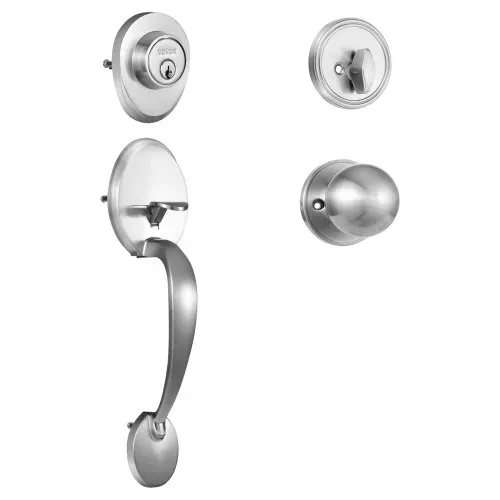 VEVOR Haustürgriff- und Riegel-Set, Vordertürschloss-Set aus satiniertem Nickel mit Innenknauf, verstellbarer Lochabstand, Einzelzylinder-Griffset, für rechts- und linkshändige Eingangs- und Vordertür – Bild 8