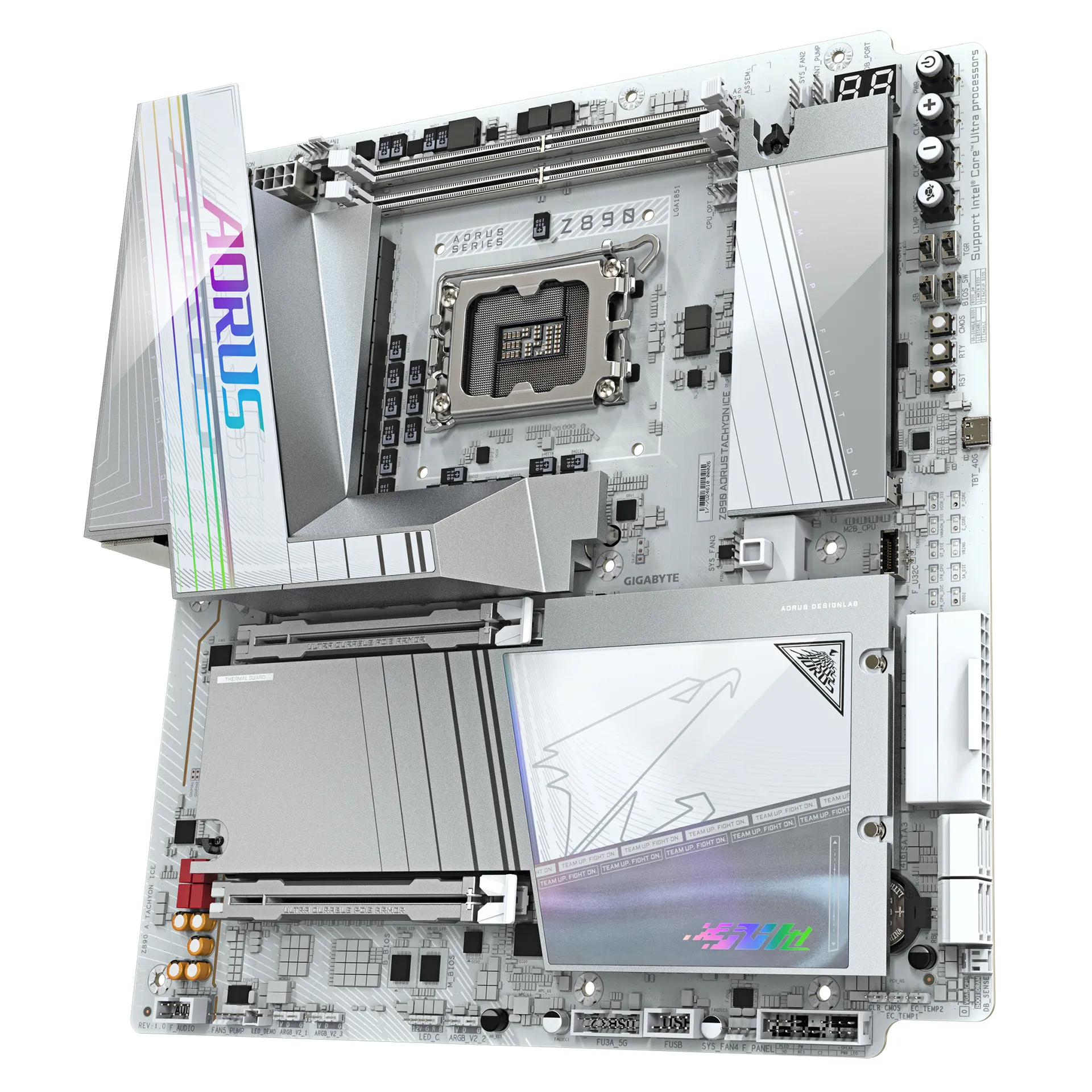 GIGABYTE Z890 AORUS TACHYON ICE Mainboard – Intel Core Ultra (Serie 2) Prozessoren, 18+1+2 Phasen VRM, bis zu 9500 MHz DDR5 (O.C), 1 x PCIe 5.0 + 3 x PCIe 4.0, Wi-Fi 7, 5 GbE LAN, USB 3.2 Gen 2x2 – Bild 4