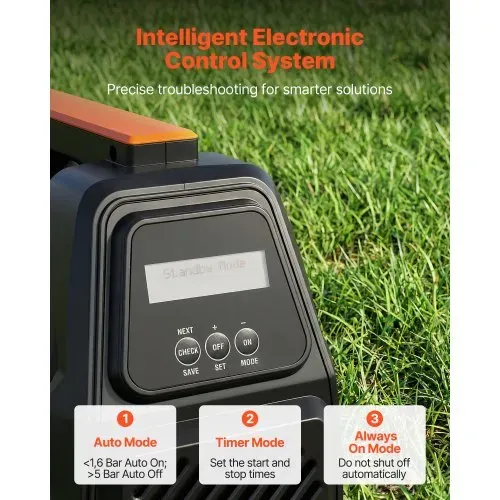 VEVOR Gartenpumpe 1300 W, Bewässerungspumpe Max. Fördermenge 4800 L/h, PP-Jetpumpe, Saugpumpe mit 48 m Fördehöhe, Intelligenter Elektronischen Steuerung, für Gartenbewässerung & Rasensprenger – Bild 4