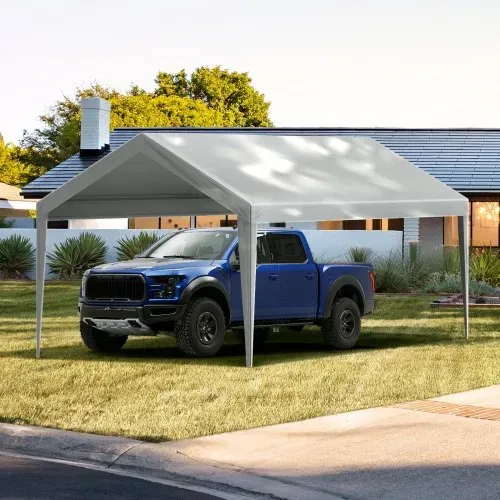 VEVOR Carport-Garagenzelt, 3 x 6 m, Garagendachzelt, wasserdicht und UV-geschützt, einfache Installation mit Spanngurten, Grau (nur Dachabdeckung, Rahmen nicht im Lieferumfang enthalten) – Bild 7