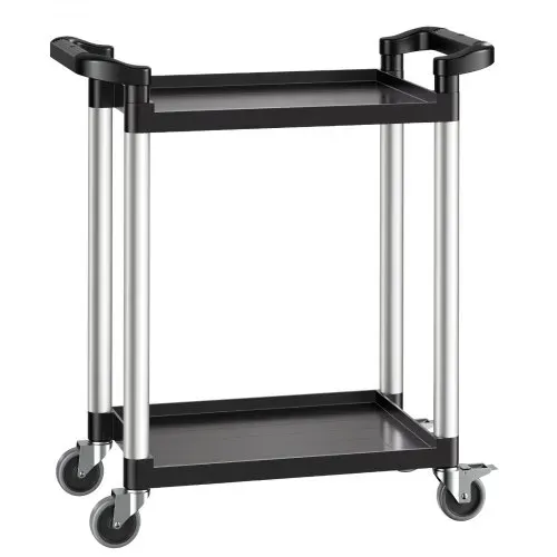 VEVOR Mehrzweckwagen, 136 kg Tragkraft, 2-stufiger Universalwagen aus Kunststoff mit 360° Schwenkrädern (2 mit Bremsen), 800x410x945 mm großer Servierwagen für Lager, Büro, Zuhause, Restaurant, Küche – Bild 8