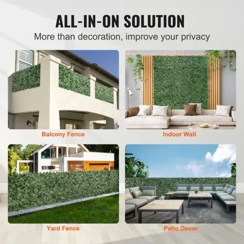 VEVOR Sichtschutzzaun 99x249cm künstlicher grüner Sichtschutz Efeuzaun mit Netzgeweberückseite und verstärkter Verbindung künstliche Hecken mit Weinblättern als Dekoration für Garten und Hof – Bild 5