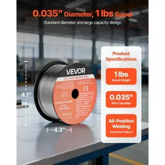 VEVOR Fülldraht 0,9 mm, MIG-Schweißdraht E71T-11, 0,45 kg Gaslose Drahtrolle mit Geringer Spritzerbildung für Alle Schweißpositionen, Selbstschützend für den Außeneinsatz (2 Rollen) VEVOR Fülldraht 0,9 mm, MIG-Schweißdraht E71T-11, 0,45 kg Gaslose Drahtrolle mit Geringer Spritzerbildung für Alle Schweißpositionen, Selbstschützend für den Außeneinsatz (2 Rollen)