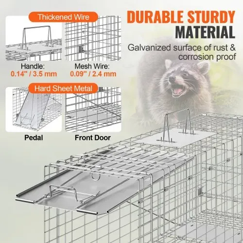 VEVOR Waschbärfalle Katzenfalle Marderfalle Wetterfeste robuste Lebendfalle Falle 2 Eingänge Tierfalle 785×254×305mm Lebend Kaninchenfalle Katzenfalle Drahtfalle für Marder Katze Waschbär – Bild 3