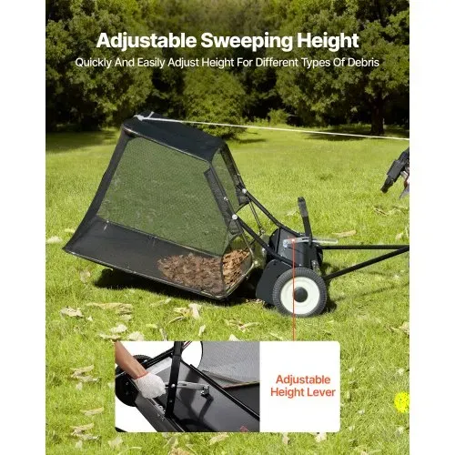 VEVOR Rasenkehrmaschine, 132 cm Kehrbreite, Laubkehrmaschine mit verstellbare Kehrhöhe, Rasenkehrer mit 736 L, Laubkehrer, Anhänge-Kehrmaschine für Rasentraktor, Garten, Hof, Rasenpflege – Bild 2
