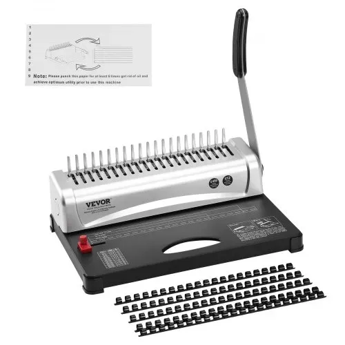 VEVOR Bindemaschine, Kammbindemaschine 21-Loch-Bindung 450 Blatt, Buchbindemaschine mit 100 Stück 3/8 Zoll Kammbinderücken, für Briefgröße, A4, A5 – Bild 8