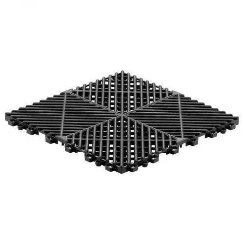 VEVOR Ineinandergreifende Drainagematten (50-tlg.) 31 x 31 cm, Garagenbodenfliesen Rutschfeste Klickfliesen aus PP, Modularer Garagenboden für Bad Küche Pool Außenbereich, Selbstentwässernd, Schwarz – Bild 9