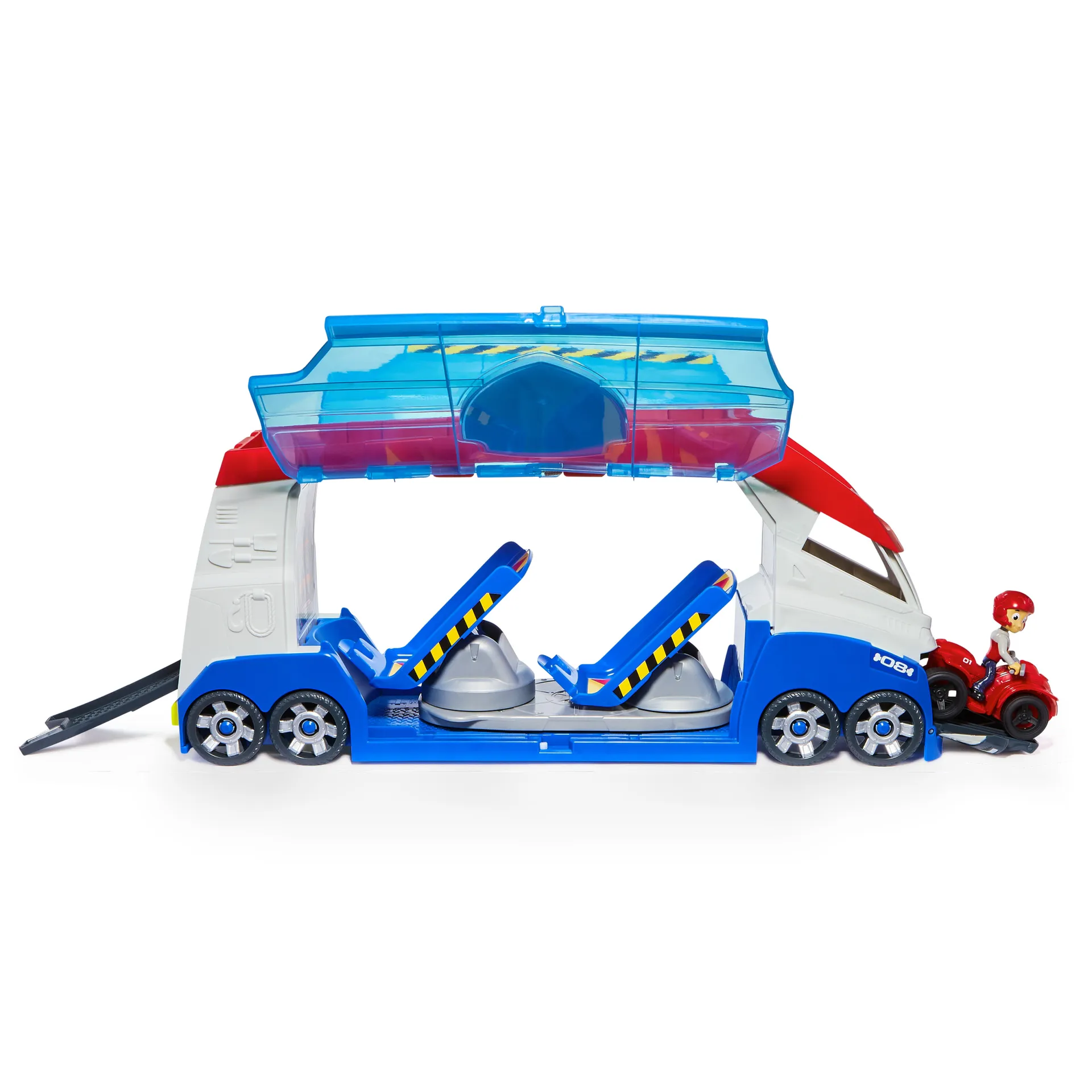 PAW Patrol - Launch'n Rescue Patroller, Teamfahrzeug 55,8 cm, mit Ryder-Figur und Quad-Basisfahrzeug, Doppel-Startkatapult und Geräuscheffekte, Platz für 6 Fahrzeuge, ab 3 Jahren – Bild 5