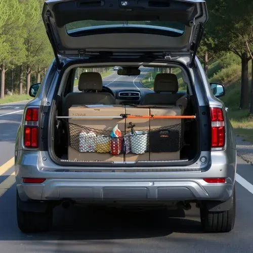 VEVOR Cargo Bar Ratschen Ladestange verstellbar 1016-1854 mm, Ladeflächenstange Ladestabilisator aus Stahl mit rutschfesten Fußpolstern & Netz & Trennstange, für Pickup Truck SUV Minivan – Bild 7