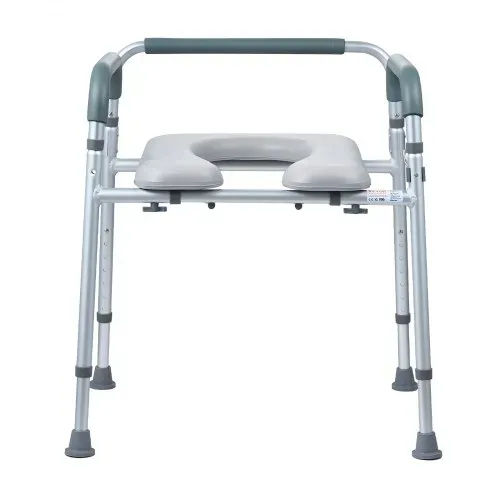 VEVOR Toilettenstuhl Nachtstuhl mit Gepolsterter Sitzfläche & Armlehnen, 7-stufig höhenverstellbar, 5,8 L Abnehmbarer Eimer, Einfach zu Montieren, 158 kg Fassungsvermögen, Erhöhter Toilettensitz – Bild 10