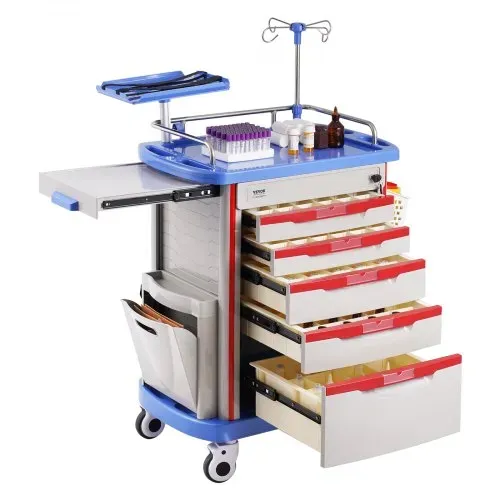 VEVOR Laborwagen Laborhilfswagen 5-stöckig, mobiler medizinischer Wagen aus PP-Material, mit 4 leisen Rädern & 5 Schubladen, Laborrollwagen Salonwagen für Labor, Klinik, Krankenhaus, Salon, Blau – Bild 9