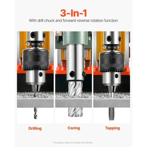 VEVOR Magnetbohrmaschine, 1450-W-Motor, 50 mm Kernbohrdurchmesser, 13000 N Magnetkraft, Elektrische Kernbohrmaschine mit 6 Kernbohrern, Variable Drehzahl, Bohrmaschine für Metalloberflächen – Bild 2