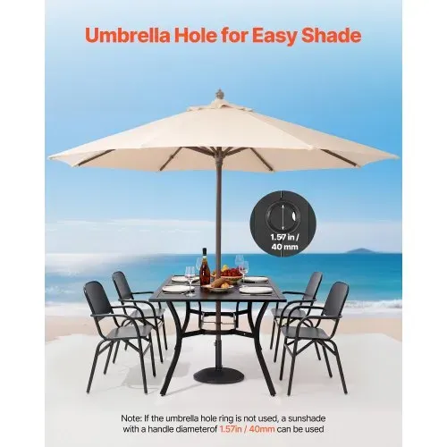 VEVOR Terrassentisch Gartentisch Balkontisch (1500 x 960 x 725 mm) aus Kohlenstoffstahl rechteckier Esstisch für Hof Terrasse Garten Veranda, wasserfest, mit 38 mm Schirmloch, 68 kg Tragkraft Schwarz – Bild 4