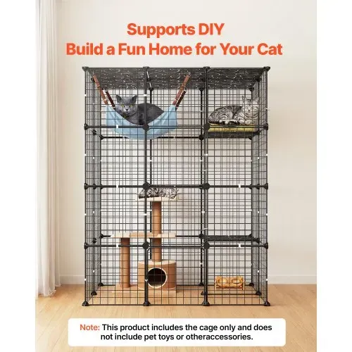 VEVOR Katzenkäfig Katzengehege 4-Stöckig Katzenauslauf 104,1x71,1x139,7cm, DIY-Katzenlaufstall Abnehmbarer Metallkäfig mit 4 Türen Ideal für 1-2 Katzen, Kätzchen Kleintiere Schwarz – Bild 5