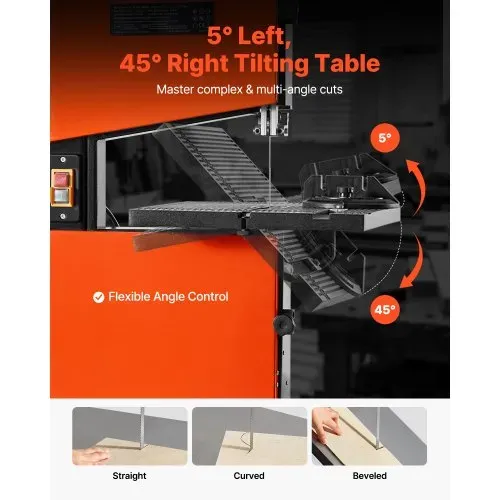 VEVOR Bandsäge, 229 mm, Holzbandsäge mit 373-W-Motor (1/2 PS), 90 mm Schnitthöhe, 300x300 mm Alu-Gusstisch, mit 360°-Arbeitsleuchte, Gehrungsanschlag, Parallelanschlag, für die Holzbearbeitung – Bild 2
