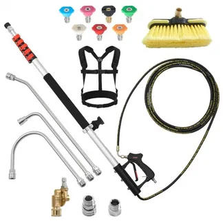 VEVOR Teleskopstab für Hochdruckreiniger 7,62 m, Hochdruckreiniger-Verlängerungsstäben 276 bar, inkl. Hochdruckschlauch, Bürstenkopf, 7 Düsen, Schlauchadapter, Stützgurt, für Wände Dachrinnen VEVOR Teleskopstab für Hochdruckreiniger 7,62 m, Hochdruckreiniger-Verlängerungsstäben 276 bar, inkl. Hochdruckschlauch, Bürstenkopf, 7 Düsen, Schlauchadapter, Stützgurt, für Wände Dachrinnen