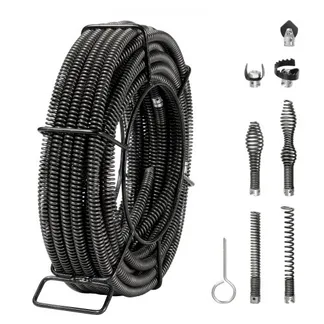 VEVOR Rohrreinigungsspirale 20 m x 16 mm, professionelles Rohrreinigungskabel mit 7 Schneidern für Rohre von 20 bis 100 mm, Hohlkern-Kanalisationsspirale für Spüle, Bodenablauf, Toilette VEVOR Rohrreinigungsspirale 20 m x 16 mm, professionelles Rohrreinigungskabel mit 7 Schneidern für Rohre von 20 bis 100 mm, Hohlkern-Kanalisationsspirale für Spüle, Bodenablauf, Toilette