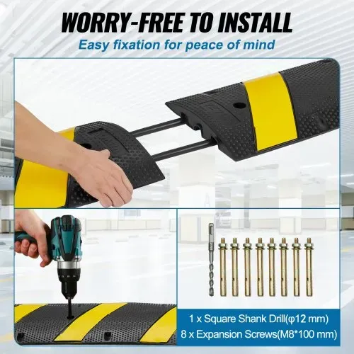 VEVOR 2er-Set 2-Kanal-Kabelschutzrampe Kabelbrücke Gummi Schlauchbrücke 183 x 30 x 4,5 cm Überfahrschutz 10000 kg (pro Achse) Tragfähigkeit Kabel Rampe Anti-Rutsch-Design Ideal für Parkplätze – Bild 5