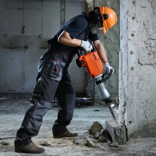 VEVOR Hochleistungs-Betonbrecher Abbruchhammer 2200 W, Elektroabbruchhammer, Bohrhammer Betonhammer Stemmhammer 1400 BPM, inkl. 6 Meißel Spitzmeißel, Flachmeißel, Schabemeißel für Schiefer, Beton usw. – Bild 7