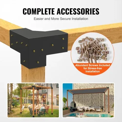 VEVOR 4er-Set Pfostenverbinder 10 x 10 cm (Innengröße 91,44 x 91,44 mm) Pfostenecke Pergola Eckverbinder Holzverbinder 90°-Stiefelstruktur Eckhalterung Holzbalken Pavillon Halterungs Set – Bild 4