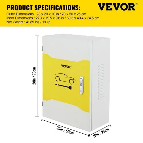 VEVOR Tesla-Ladestationsbox, 70 x 50 x 25 cm, Outdoor-Kabelbox, Ladebox, Kabel-Organizer, IP32 wasserdicht, staubdicht, Cool Roll Steel-Elektrogehäusebox, für Tesla-Wandanschluss – Bild 6