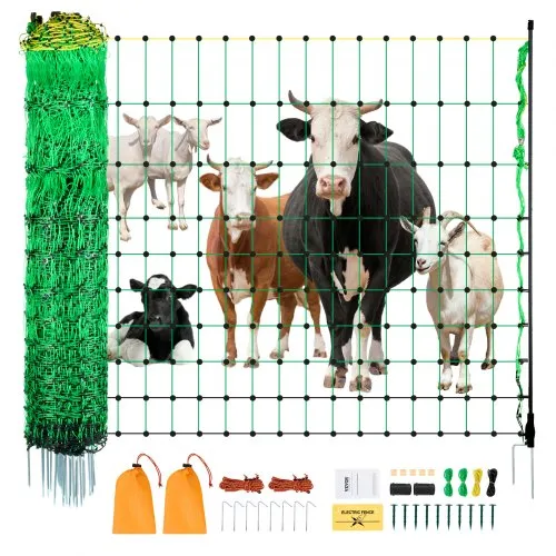 VEVOR Elektrozaunnetz, 127 cm H x 49 m L, Viehzaunnetz mit Pfosten & Pfählen, Maschennetze für Ziegen, Schafe, Hirsche, Schweine, Hunde, Elektrozäune für Hinterhöfe, Gärten, Bauernhöfe, Ranches VEVOR Elektrozaunnetz, 127 cm H x 49 m L, Viehzaunnetz mit Pfosten & Pfählen, Maschennetze für Ziegen, Schafe, Hirsche, Schweine, Hunde, Elektrozäune für Hinterhöfe, Gärten, Bauernhöfe, Ranches