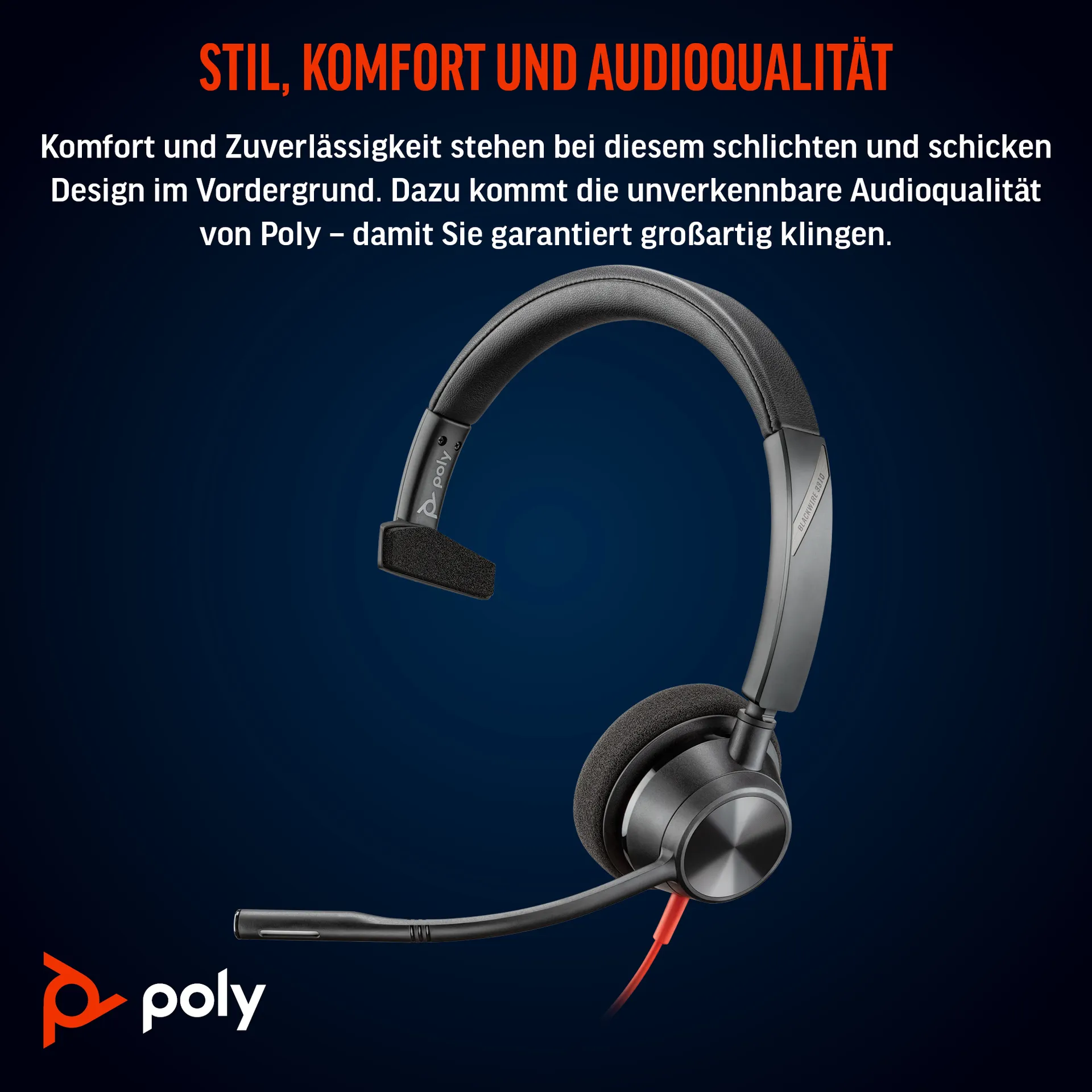 HP Poly Blackwire 3310 Monaurales USB-C-Headset + USB-C/A-Adapter – Bild 4