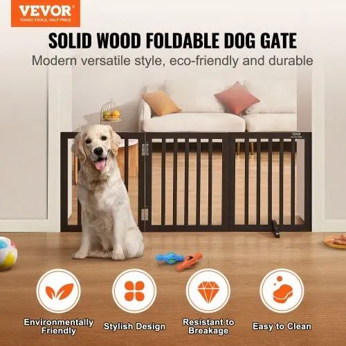 VEVOR Freistehendes Hundetor, Haustiertor, 508 x 610 mm Türschutzgitter 3-Platten-Faltbares Hundetor für Breite & Schmale Durchgänge, Erweiterbare Klappbare Hundebarriere, Braunes Treppenschutzgitter VEVOR Freistehendes Hundetor, Haustiertor, 508 x 610 mm Türschutzgitter 3-Platten-Faltbares Hundetor für Breite & Schmale Durchgänge, Erweiterbare Klappbare Hundebarriere, Braunes Treppenschutzgitter