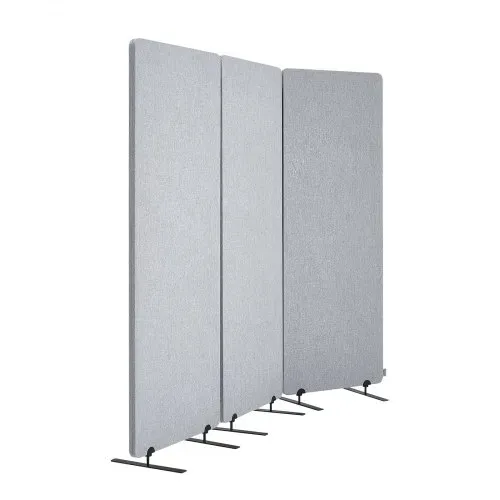 VEVOR Raumteiler 3 Paneele Paravent 1840 x 350 x 1655 mm, faltbarer Sichtschutz & tragbarer Trennwandteiler aus PET-Polyester zur Raumtrennung, für Büro Schlafzimmer Arbeitszimmer, hellgrau – Bild 9