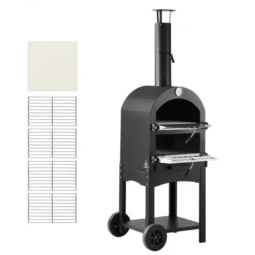 VEVOR Pizzaofen 12 Zoll Pelletöfen, 2-lagiger Pizzaofen mit Holzfeuerung, Holzbefeuerter Ofen Outdoor mit 2 abnehmbaren Rädern, Pizzamaker mit Höchsttemperatur von 540 °C zum Grillen – Bild 8