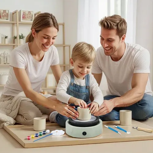 VEVOR Mini Töpferscheibe Maschine 158 mm Drehteller mit einstellbarer Rotationsgeschwindigkeit (0-140 U/min), elektrische Tonscheibe mit Tonformungswerkzeugen für Heimwerken Töpferkurse, Grün rund – Bild 7