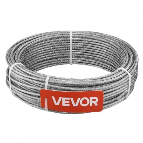VEVOR Edelstahldrahtseil φ4,76 mm 61 m Länge, Drahtseil aus Edelstahl 304 mit einer Bruchlast von 7,1 kN, Stahlseil 7x7 Litzen, Geländerseil für Terrassengeländer, Gartenspaliere – Bild 9