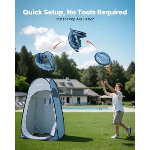 VEVOR Campingzelt Toilettenzelt (1194x1194 x1905 mm) Umkleidezelt inkl. Heringen & Seilen & Tragetasche, Sichtschutzzelt aus 190T Polyester für Camping Strand Angeln Blau – Bild 3
