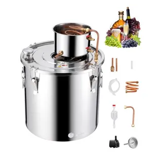 VEVOR Alkoholdestillieranlage 50 L Edelstahl Wasseralkohol Destillieranlage mit Kupferspule, Heimbrau-Raffinations-Gärungsset mit Thermometer und Pumpe, für Wein Whisky Brandy, Silber VEVOR Alkoholdestillieranlage 50 L Edelstahl Wasseralkohol Destillieranlage mit Kupferspule, Heimbrau-Raffinations-Gärungsset mit Thermometer und Pumpe, für Wein Whisky Brandy, Silber