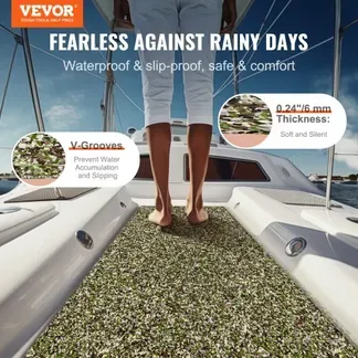 VEVOR Bootsbodenbelag, EVA-Schaum-Bootsdeck, 2400 x 600 x 6 mm, rutschfester, selbstklebender Bodenbelag, 28800 cm², 2 Rollen Marineteppich für Boote, Yachten, Pontons, Kajakdecks VEVOR Bootsbodenbelag, EVA-Schaum-Bootsdeck, 2400 x 600 x 6 mm, rutschfester, selbstklebender Bodenbelag, 28800 cm², 2 Rollen Marineteppich für Boote, Yachten, Pontons, Kajakdecks