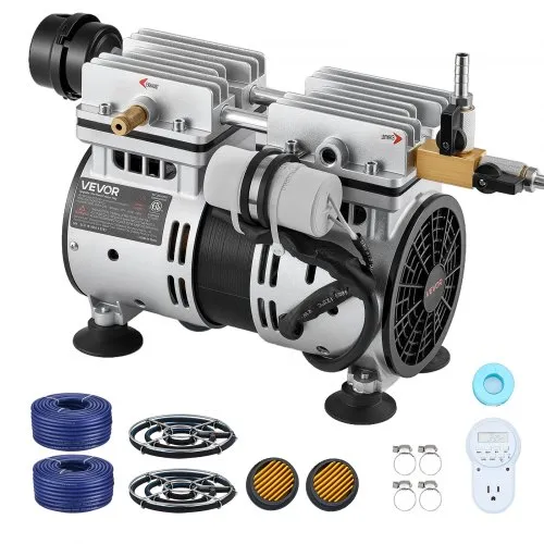 VEVOR Teichbelüfter, Teichbelüftungssystem-Set, inkl. 590-W-Luftpumpe, 30,5 m Luftschlauch, 2x 360°-Nano-Diffusorplatte, Luftkompressor für Sauerstoffzirkulation für Teich, Wassergarten VEVOR Teichbelüfter, Teichbelüftungssystem-Set, inkl. 590-W-Luftpumpe, 30,5 m Luftschlauch, 2x 360°-Nano-Diffusorplatte, Luftkompressor für Sauerstoffzirkulation für Teich, Wassergarten